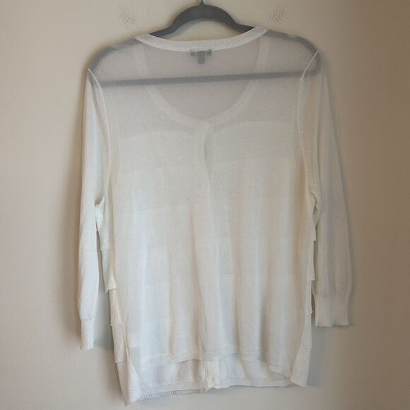 Talbots women winter white delicate tiered cartigan knit sweater XL rayon nylon - Picture 8 of 8
